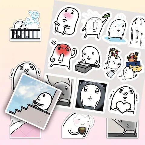65pcs Mochi Emoji Stickers, Aesthetic Stickers, Cute Side Decals for Scrapbooks, Diaries, Laptops & Water Bottles, DIY Decorative Stickers, Stickers For Scrapbooking, Ideal Gift