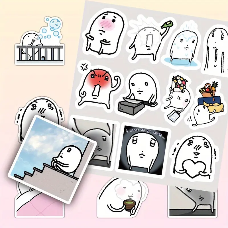 65pcs Mochi Emoji Stickers, Aesthetic Stickers, Cute Side Decals for Scrapbooks, Diaries, Laptops & Water Bottles, DIY Decorative Stickers, Stickers For Scrapbooking, Ideal Gift