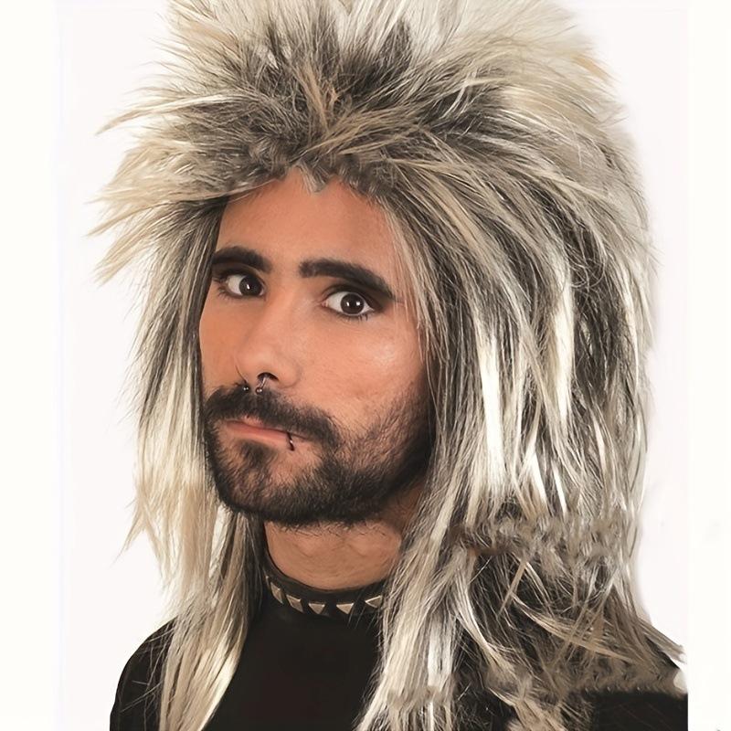 2026 Punk Rock Style Men s Fluffy Synthetic Wig Wild Messy Texture Spiky Volume for Costume Party Halloween and Daily Fashion