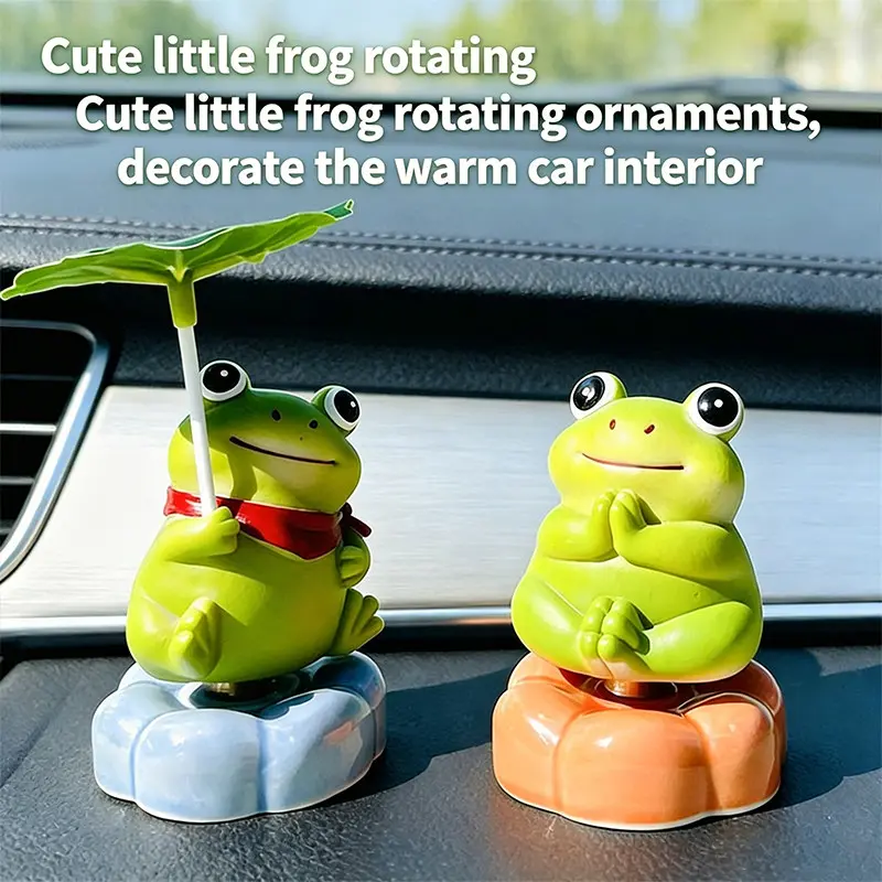 Cute Rotating Frog Ornament, Cartoon Car Dashboard Decor, Fun Spinning Auto Interior Accessory, Vehicle Console Decoration