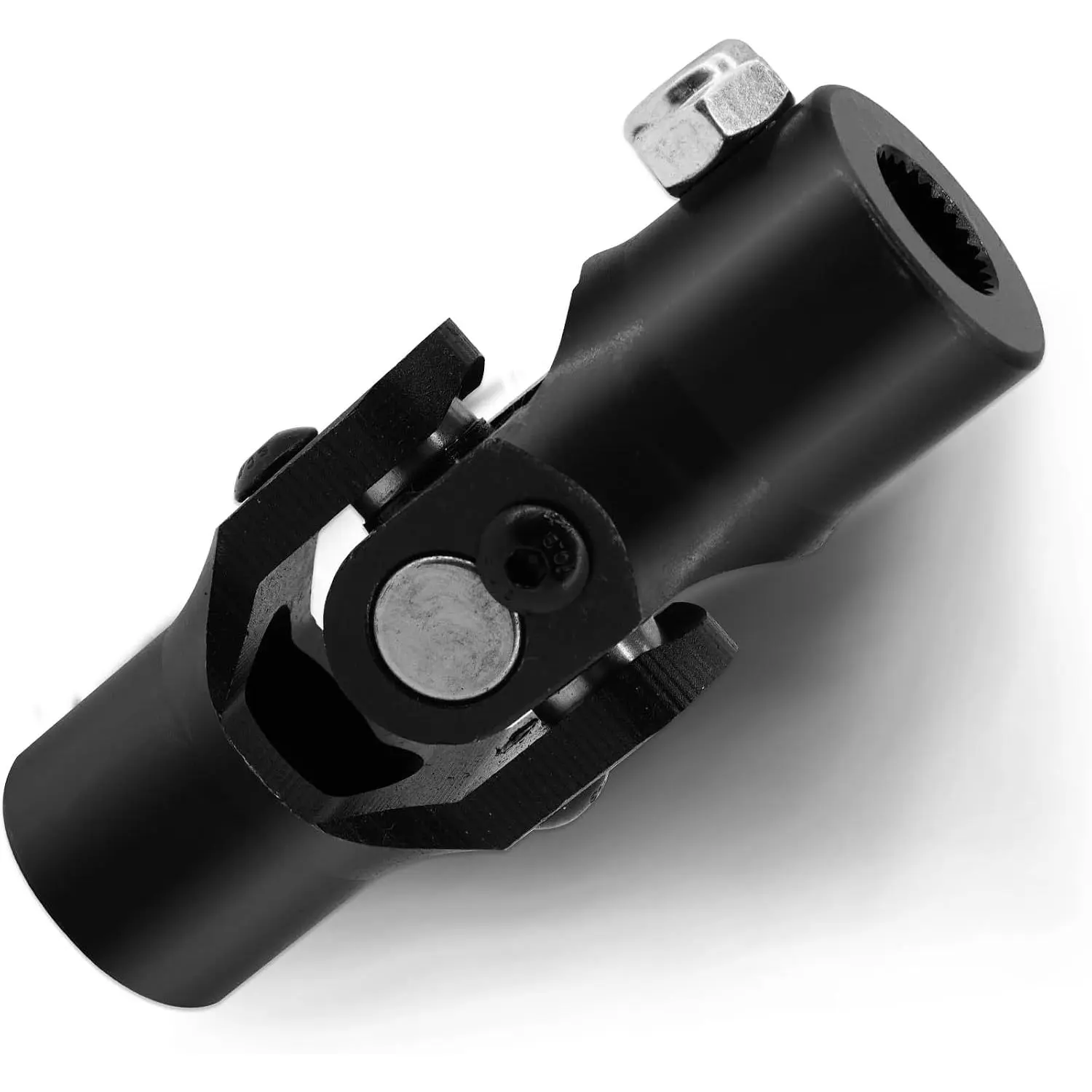 3/4" Round x 9/16" -26 Spline Black Steering  Joint Single U Joint Shaft, Length: 96mm (3-3/4")