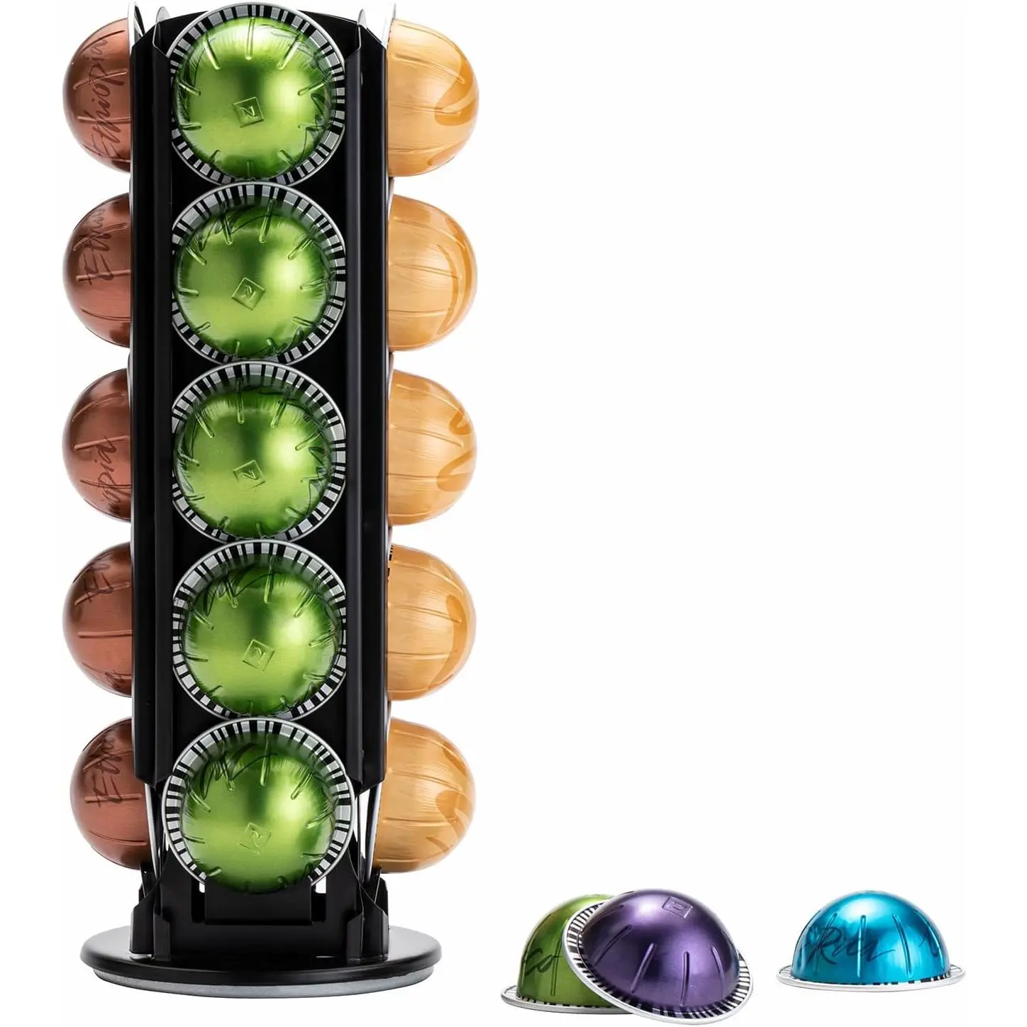 Nespresso Pod Holder for Vertuo Pod Holder Carousel Stand Storage with 360 Degree, Chrome Coffee Pod Holder Organizer for Nespresso Vertuo, 20 Pods