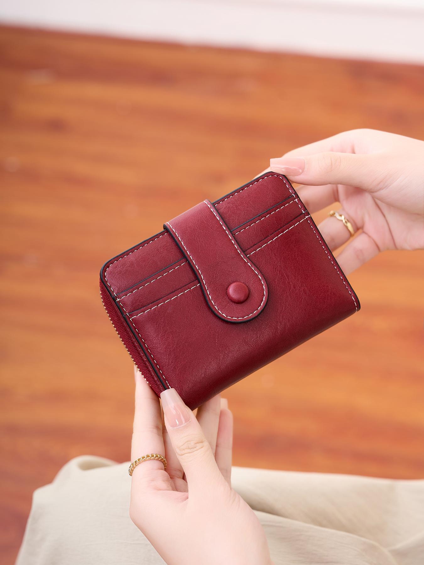 Women's Solid Color RFID Blocking Card Holder, Fashionable PU Leather Zipper Wallet, Casual Versatile Coin Purse for Daily Used