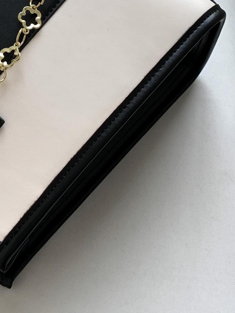 Fashion Chain Decorated Tote Bag As Summer Outfits 2024, Elegant Colorblock Letter Label Design Shoulder Bag for Women, All-match Commuter Bag for Work & Daily Used