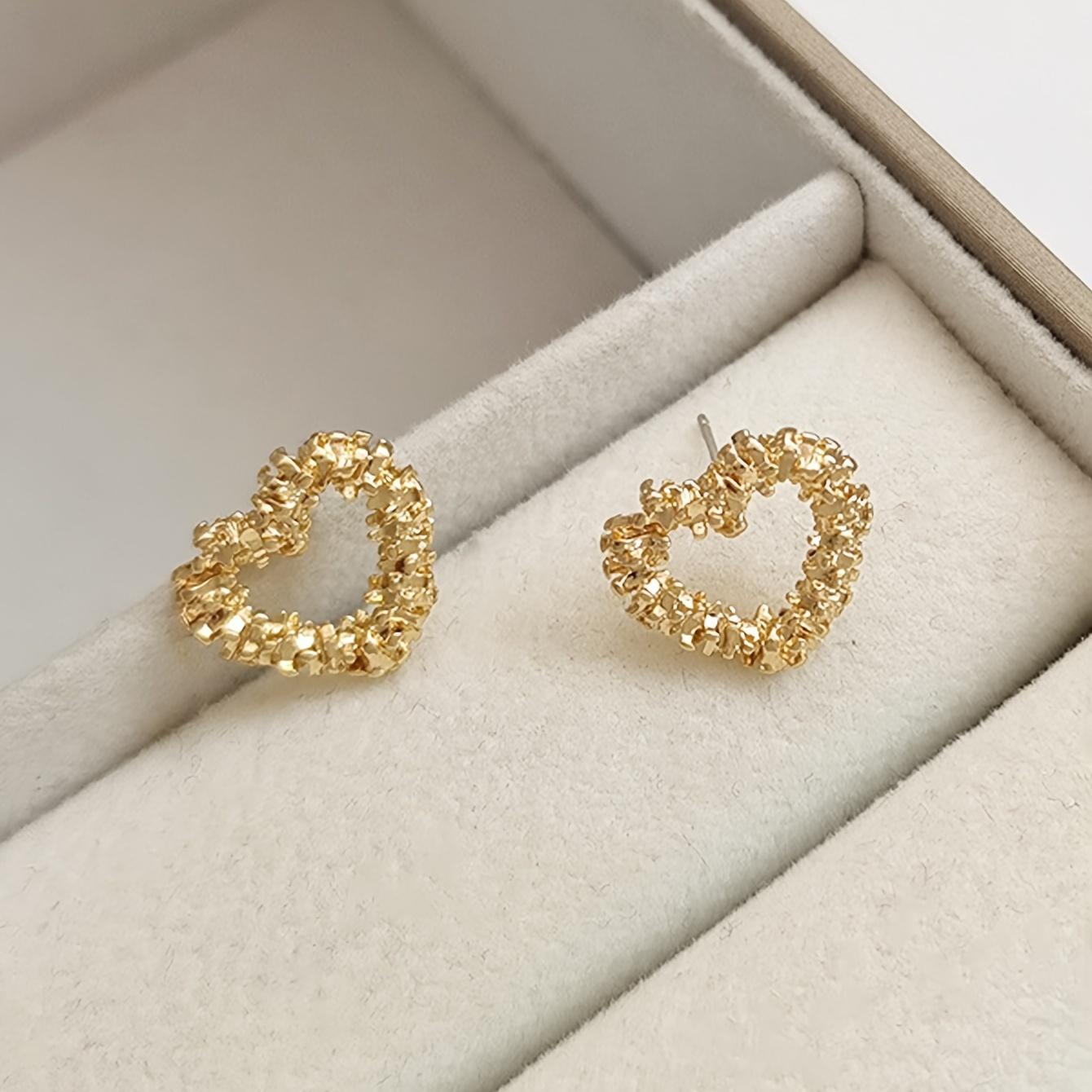 1Pair Heart Irregular Earrings Lovely Stud Earrings Luxury Jewelry Gifts For Women