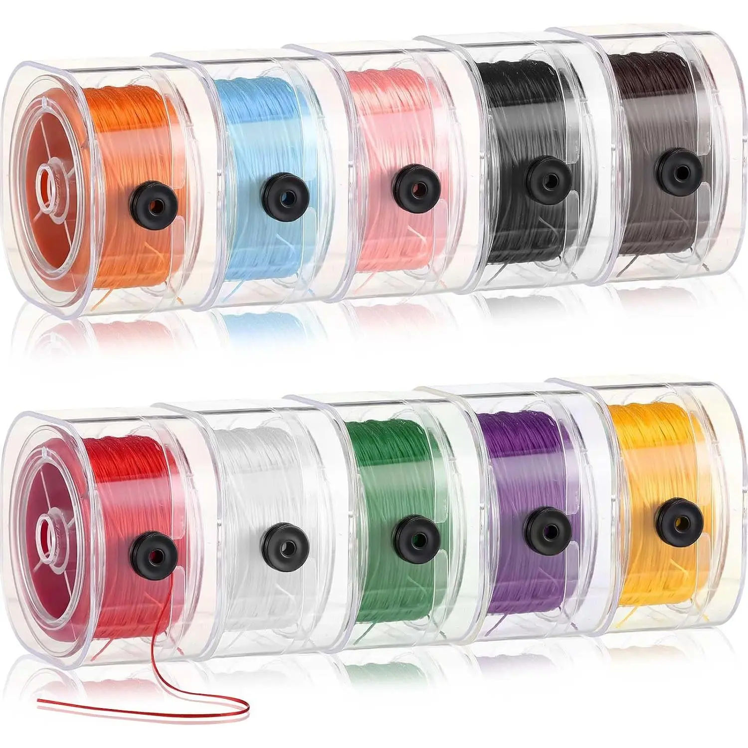 10 Rolls 0.8mm 1000 Yard Flat Stretchy Bracelet Strings with Organizing Cases  Elastic Strings Bead Thread Cord for  Making Beading and Necklaces, Multicolor