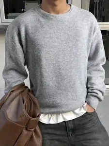 Women's Round Neck Long Sleeve Sweater, Soft Knit Pullover for Fall & Winter, Business Casual Loose-Fitting Drop Shoulder Top