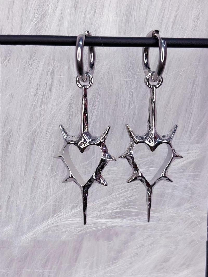 Hollow Out Heart Thorn Design Dangle Earrings, Heart Shaped Earrings, Fashion Jewelry for Party, Daily Clothing Decor, Trendy All-match & Exquisite Jewelry for Birthday Gift