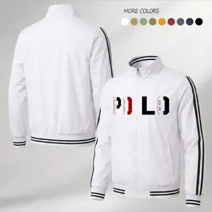 Men’s Heritage Sports Graphic Bomber Jacket – Lightweight Zip Flight Jacket with Retro Letter Print, Stripe Accents & Modern Streetwear Style