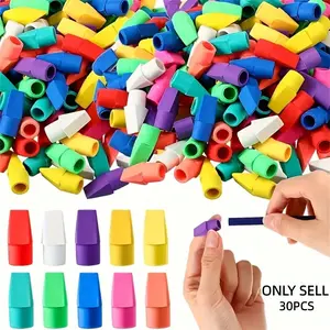 30pcs Colorful Arrow-Shaped Pencil Erasers, Synthetic Rubber Cap Erasers, Ideal for School and Office Supplies, Non-Sponge Material