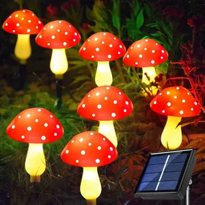 1 Set mushroom solar lights,mushroom solar lights outdoor, Red Solar Mushroom Lamp, solar mushroom lights,8/20LED,8 Modes, Outdoor Waterproof, garden decor,for Garden Decor, Christmas, Halloween, Yard, Lawn, Waterproof Landscape Lights