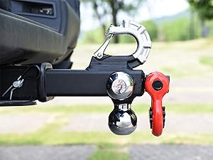 Trailer Hitch Tri-Ball Mount: with Swivel Tow Shackle and Tow Hook, fits for 2-inch Receiver, Chrome Trailer Ball Size 1-7/8", 2
