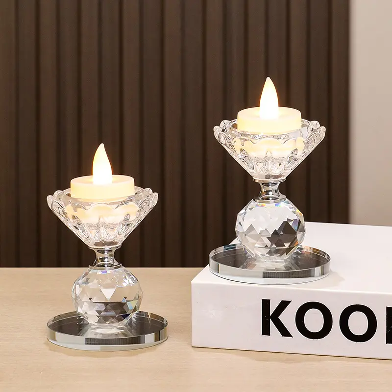 2 Piece Crystal Candle Holders, Polished Romantic Table Decor, Luxurious Candle Centerpiece, Holiday Celebration, Home Decoration