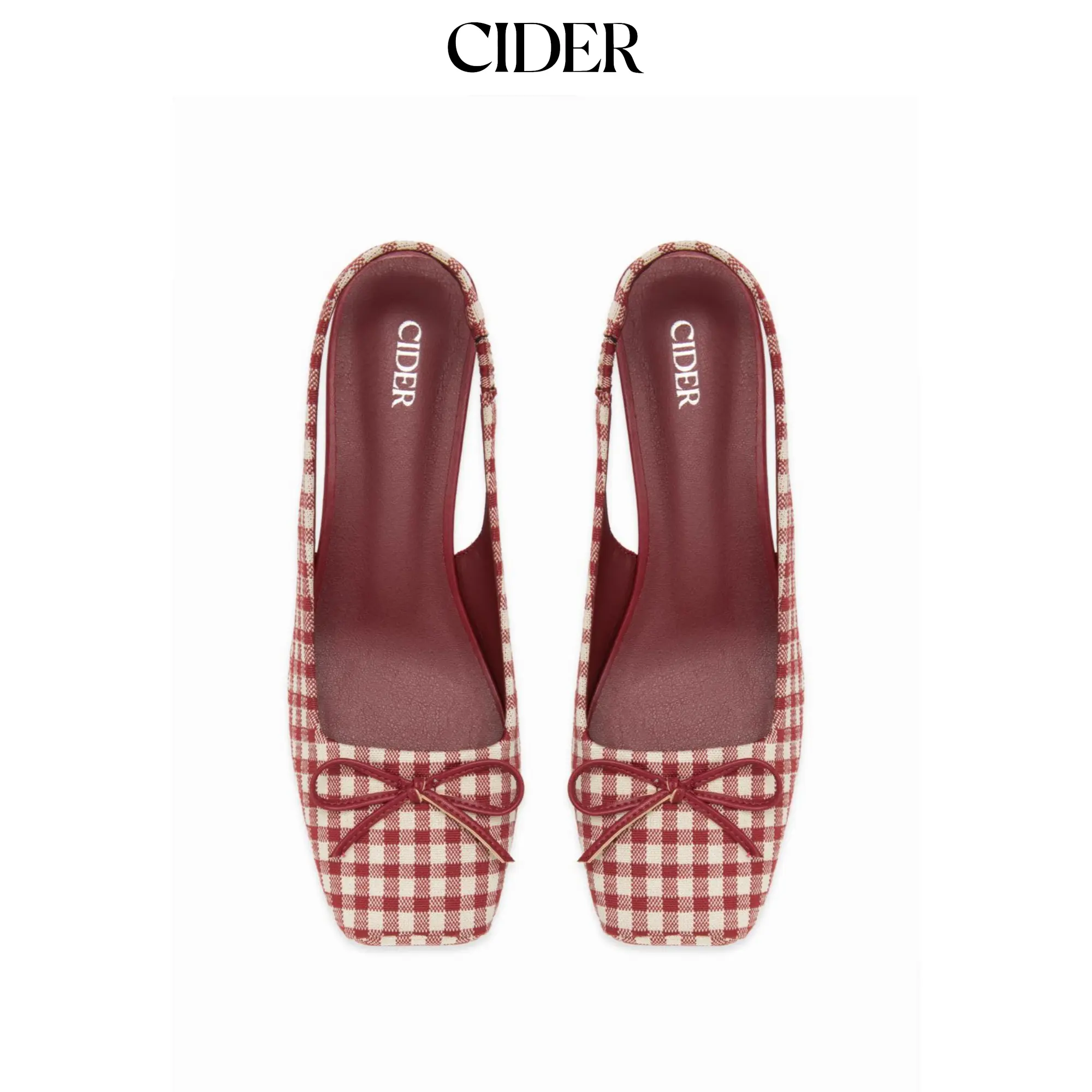 Cider BOWKNOT GINGHAM SLINGBACK HEELS