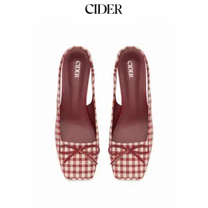 Cider BOWKNOT GINGHAM SLINGBACK HEELS