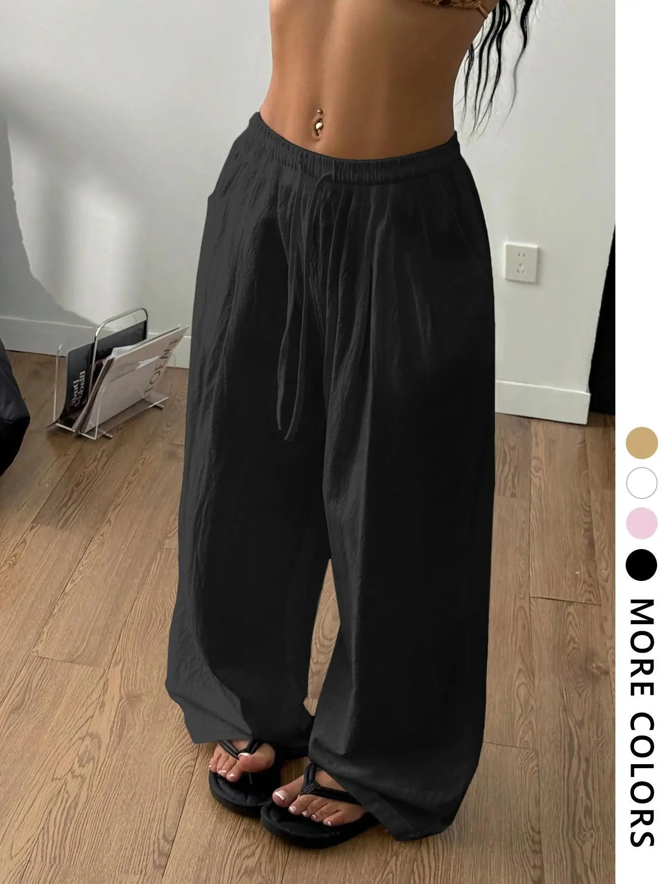 ✨ Viral Summer Casual Pants | High-waist, drawstring Adjustable, thin loose wide-leg, available in four colors! Lightweight and breathable, perfect for the beach, vacation, and everyday wear. Bottoms Baggy #MustHaveSummer2026! #CasualPants