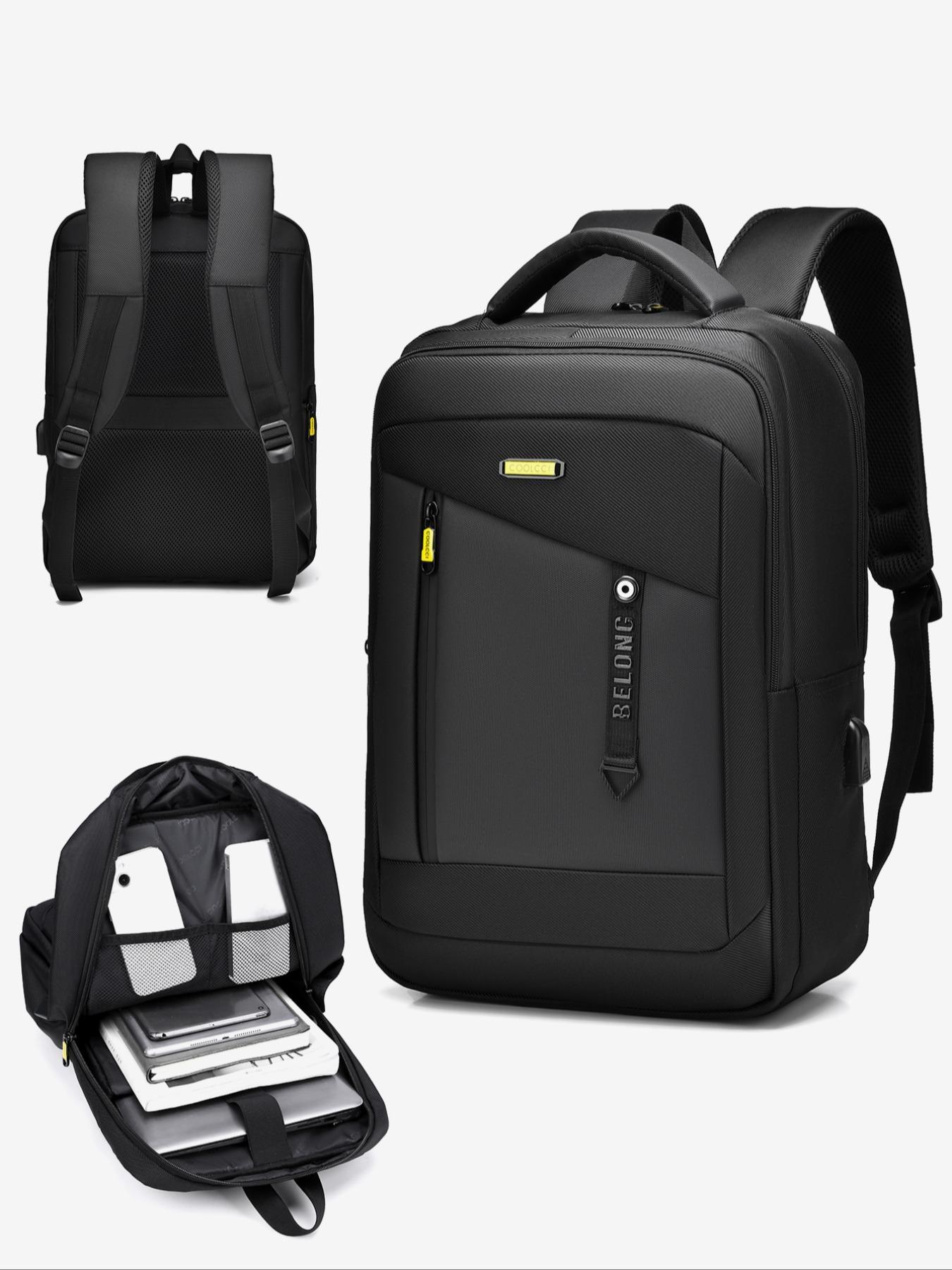 Business Style Large Capacity Backpack, Lightweight Zipper Backpack, Casual Solid Color Backpack for Men, Business Travel Backpack