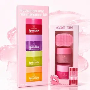 Secret Tribe Vitamin C Lip Mask Set, Exfoliate and Fade Lip Lines, Night Repair Moisturizing Lip Balm, Unisex Lip Care Kit