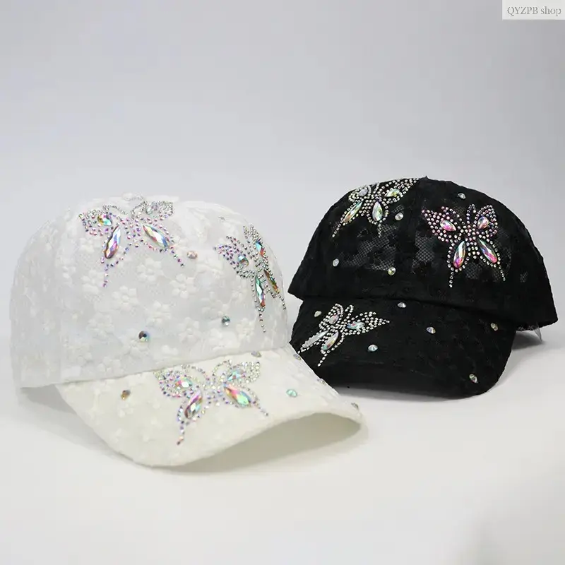 Butterfly Rhinestone Trucker Hat, Y2K Aesthetic Mesh Breathable Sun Cap, Adjustable Snapback Tennis & Running Hat, Sparkly Butterfly Bling Streetwear Statement Cap for Beach, Festival, Gym, Summer Outdoor Sports, Trendy UV Sun Protection Inspired Summer A