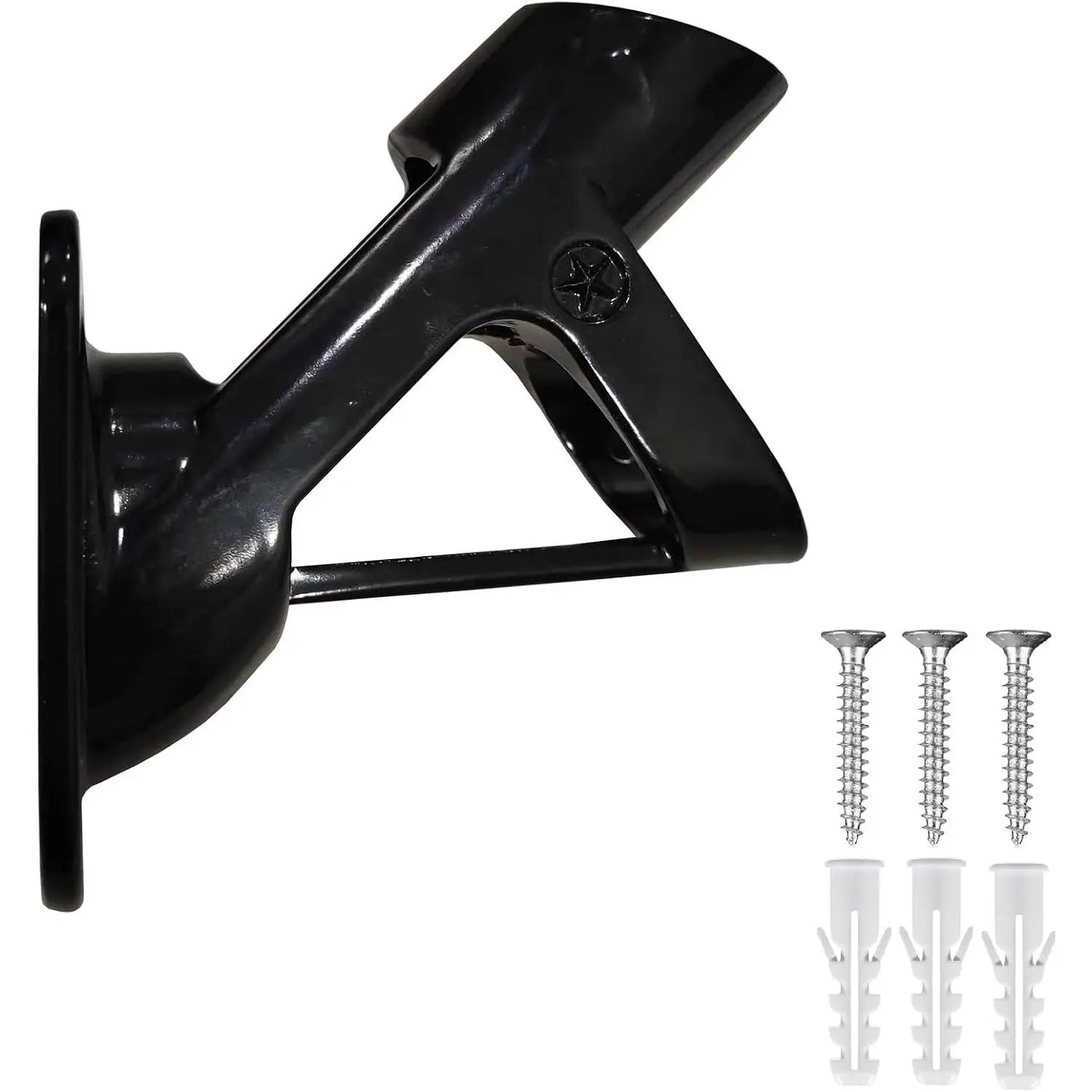 Wall Mount Flag Pole Bracket House Flag Holder,2 Position 1 inch (Pack of 1,Shiny Black)