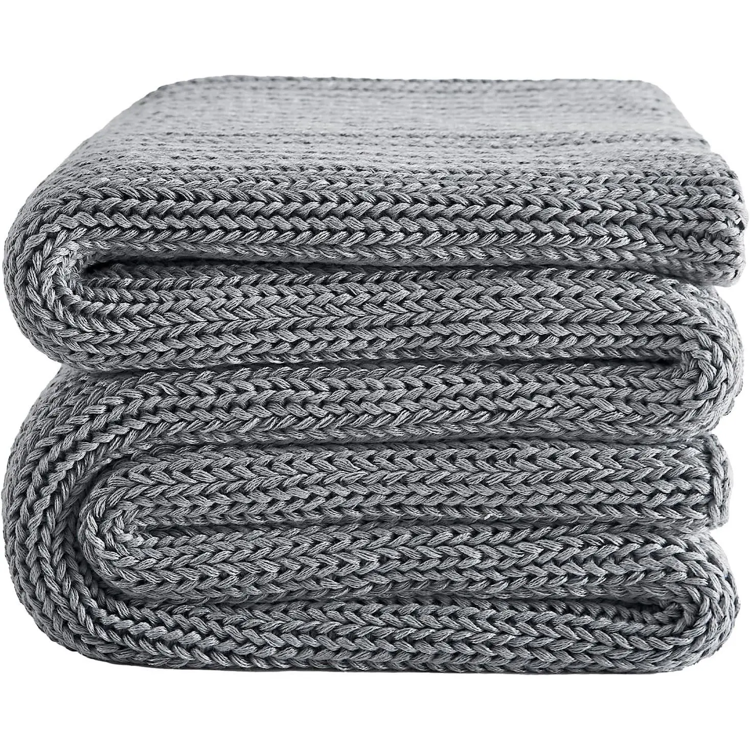 Knitted Weighted Blanket 60"x80" 15lbs for Adults Cooling | Chunky Knit Heavy Blanket Throw, No Beads Evenly Weighted, Breathable Comfort, Machine Washable Decorative Grey