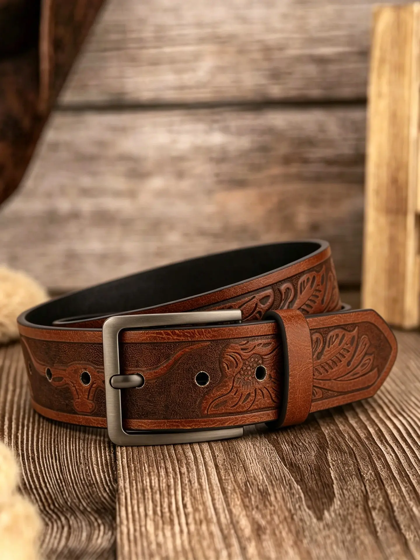 1pcs Men's Belt - Multifunctional Casual Business Style, Casual Style Belts, Durable Alloy Buckle, Easy to Wear, Vintage Embossed Belt, Suitable for Golf and Any Occasion, Casual Business Belt