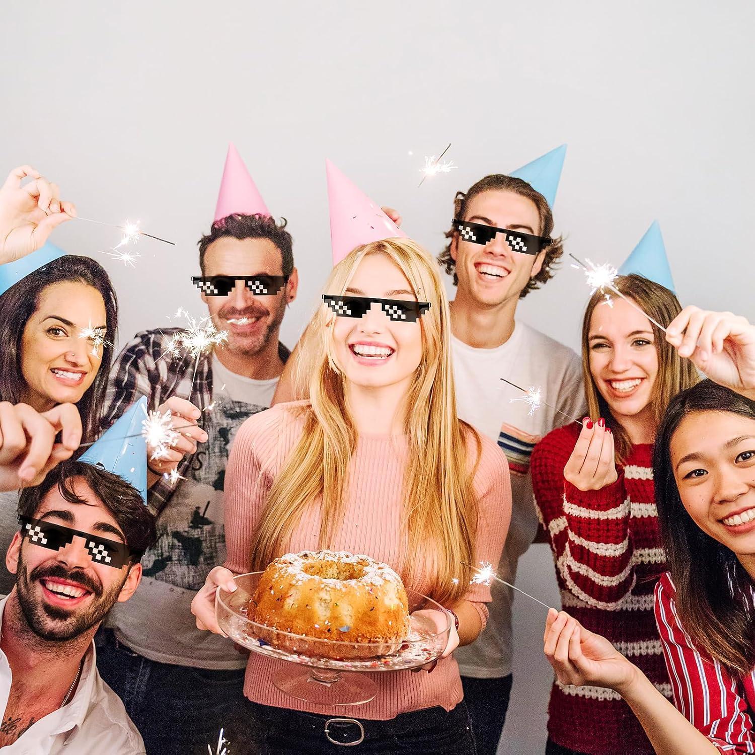 Party Sunglasses, 2 Pairs Of Mosaic Pixel Glasses, Party Dress Up Shades, Funny Unisex Photo Props for Women Men Kid, Party Supplies, Party Event Props