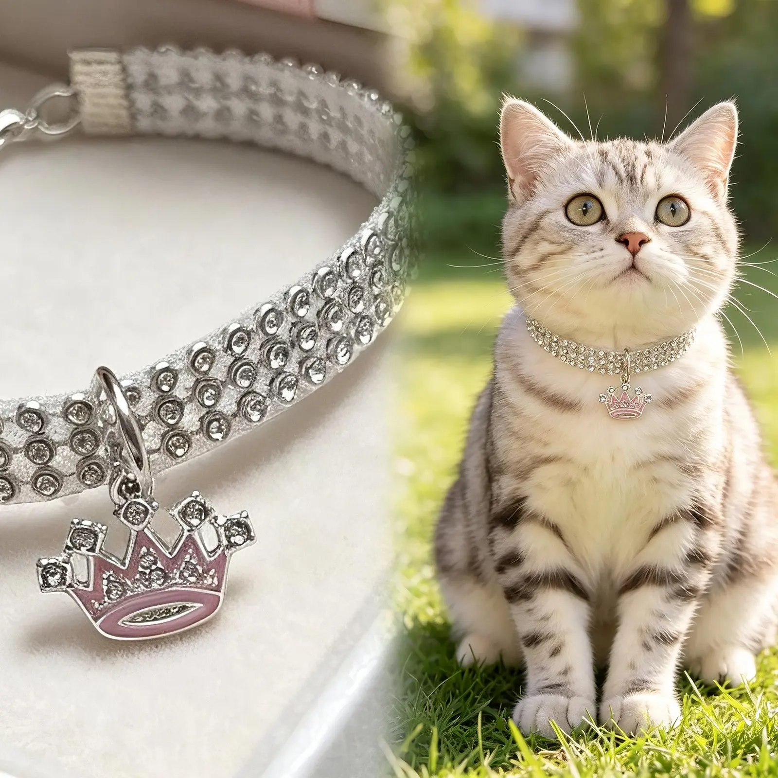 Luxurious Rhinestone Crown Pet Collar, Adjustable Soft Comfortable Cat Necklace, Perfect for Photoshoots & Parties, Fits Kittens & Small Dogs