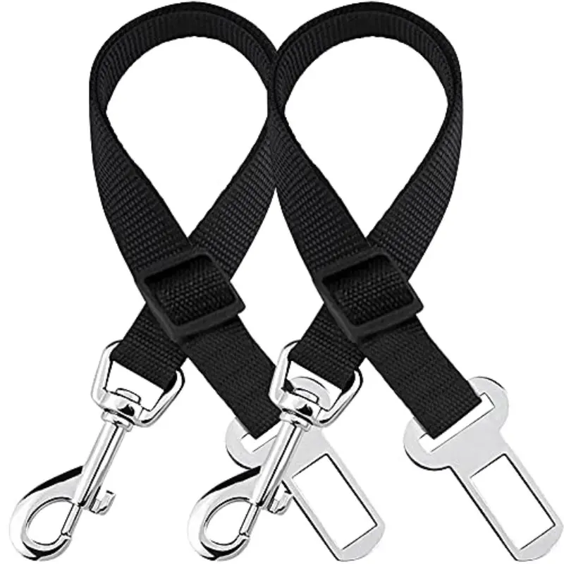 2-Pack Adjustable Nylon Pet Seatbelt, Universal Car Safety Harness for Dogs Cats Ferrets, Travel Security Belt for All Vehicles
