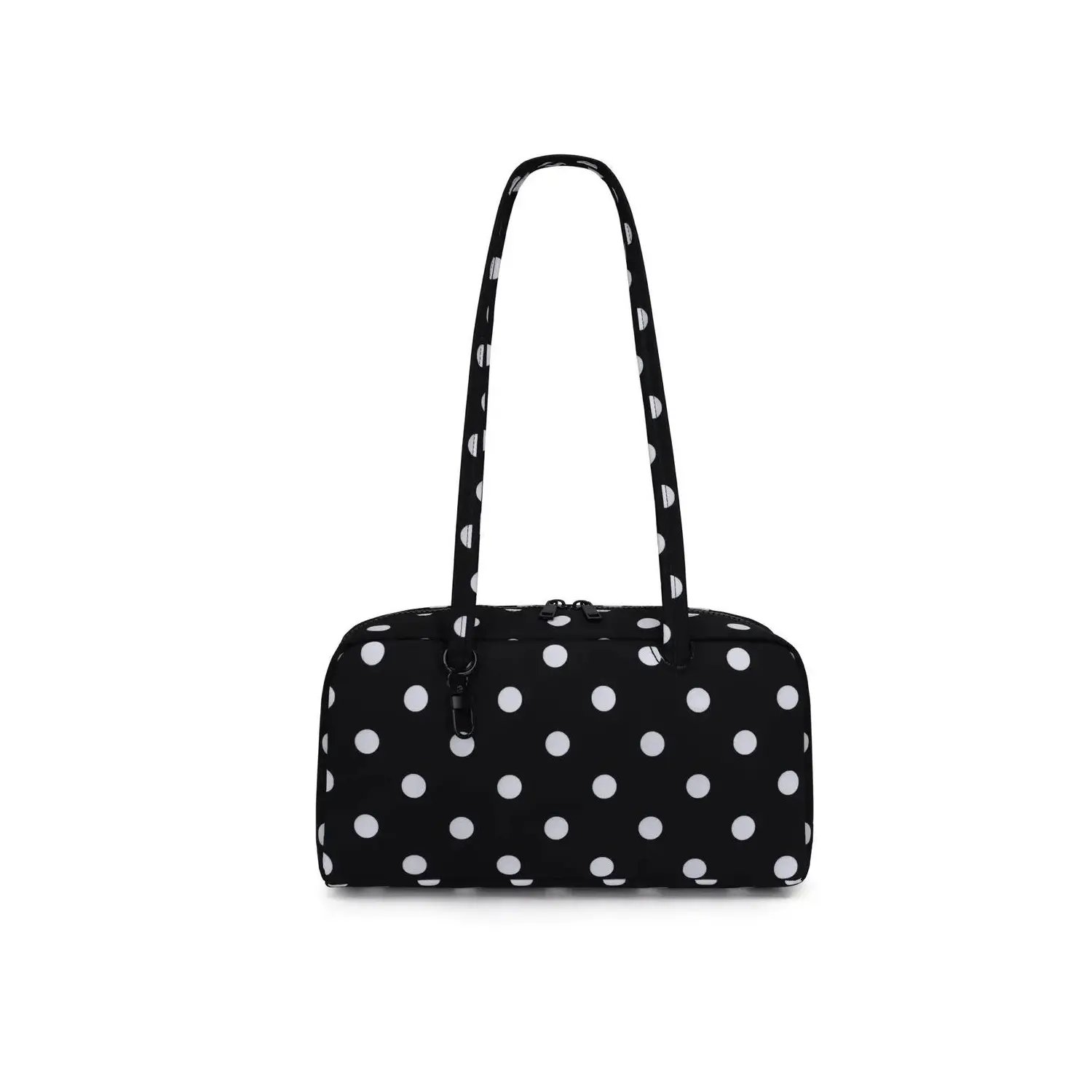 Women's Polka Dot Shoulder Bag, Cream and Black Retro Purse, Zipper Closure Double Strap Rectangular Handbag, Cute Y2K Everyday Bag for Work, Shopping, Travel, Date Night, Vintage Style Fashion Accessory, Trendy Gift for Her, Stylish Long Strap Purse