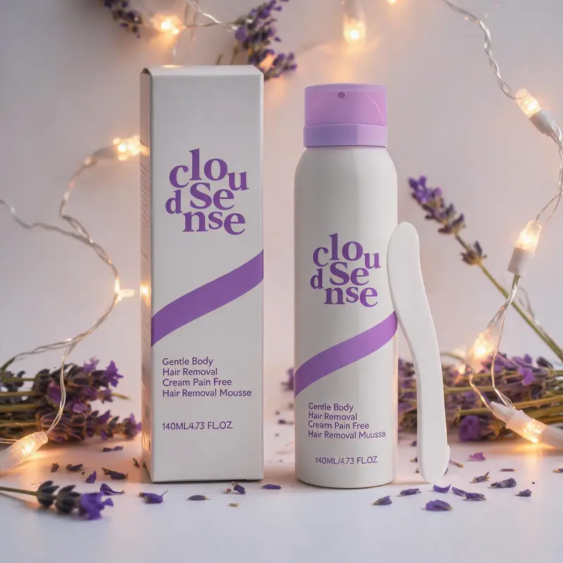 Sensitive Skin Bikini Hair Removal Mousse Citrus Scent Aloe Hyaluronic Acid Gentle Fast Acting Pain Free Depilatory Cream