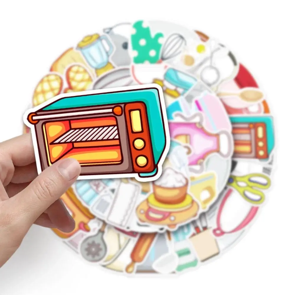 10/50PCS Kitchen Utensil Stickers Cartoons Cooking Supplies Waterproof Decals DIY Scrapbook Diary Journal Planner Label Sticker