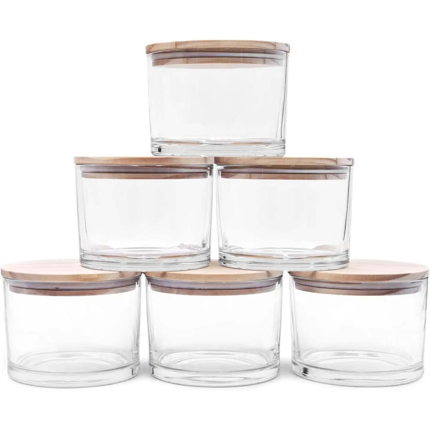 18 OZ Thick Empty Candle Jars for Candle Making, 6 Pcs Clear Jars with Wood Lids, Sample Containers for DIY Candle Making
