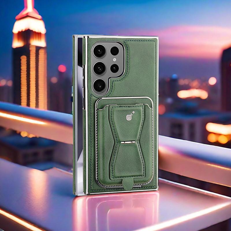 Magnetic Holder Phone Cases for S25/S24 Ultra/S23 Men Business Leather Shockproof Cover NH15