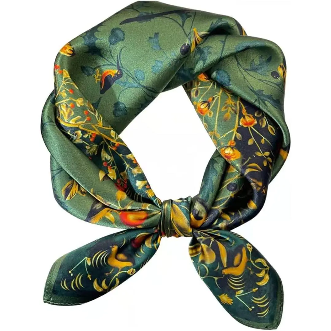Unisex 100% Mulberry Silk Square Scarf - 25.6in x25.6in, Digital Printed Multicolored Patterns, Head Wrap Scarf, Neckchief for Sports & Outdoor Use (Gift)