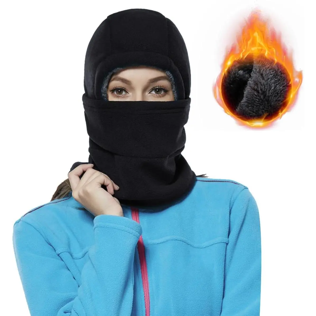 Ski Mask for Women Men, Sherpa  Ski Mask, Winter Balaclava Windproof Hooded Scarf Cold Weather Hat  Warmer