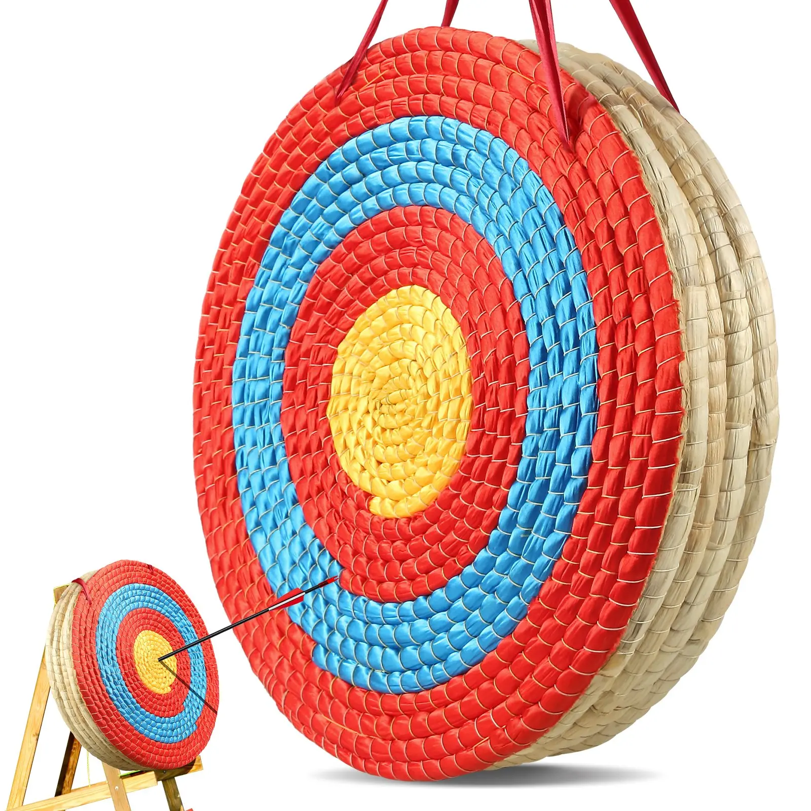 【DealsForYouDays】VEVOR Archery Target, 5 Layers 20" Arrow Target, Traditional Solid Straw Round Archery Target Shooting Bow, Hand-Made Arrows Target, Coloured Rope Target for Backyard Outdoor Hunting Shooting Practice