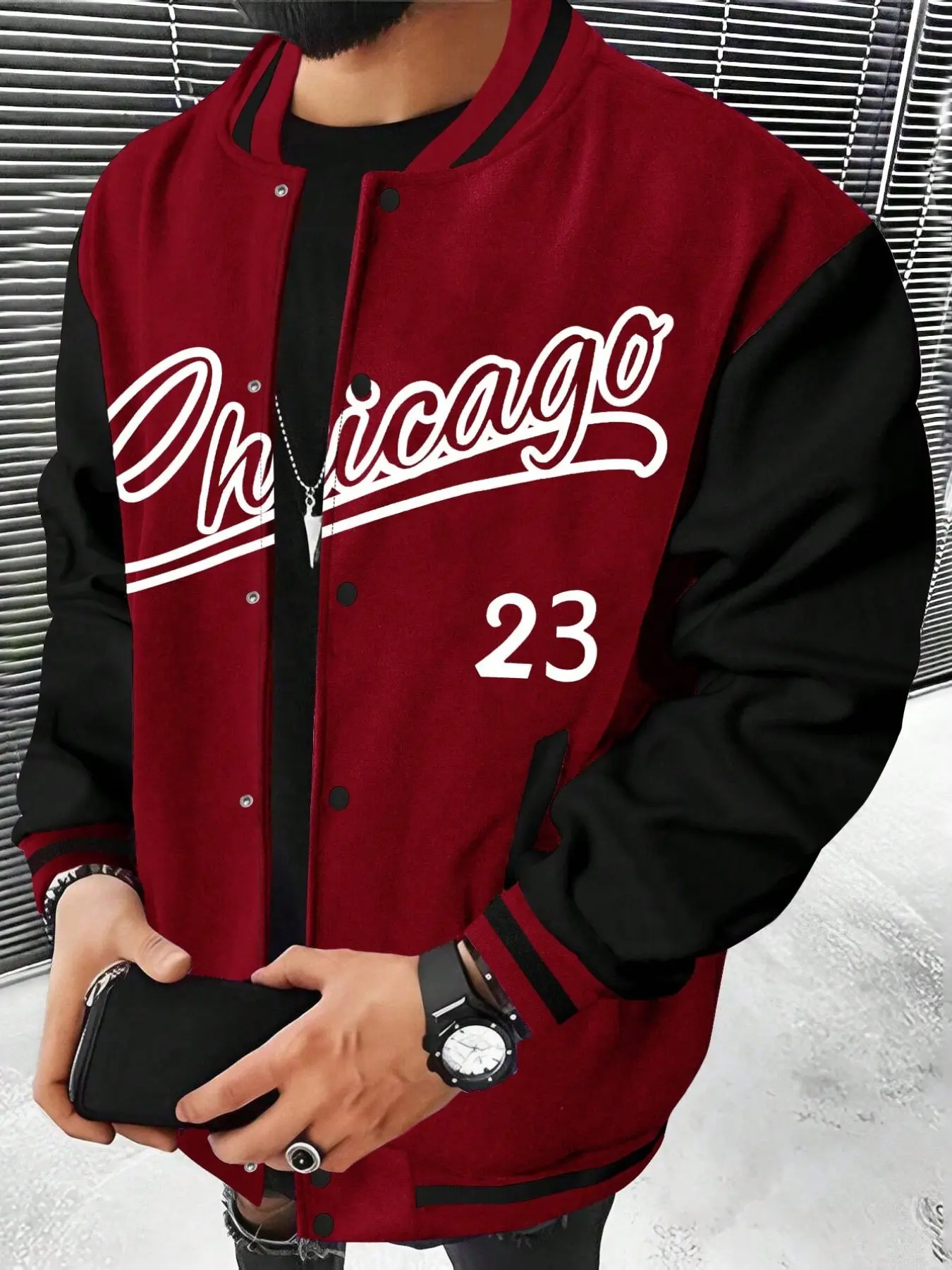 Men's Fall Winter Baseball Jacket, Unique American Design, Colorblock, College Street Style, Versatile Outerwear, Vintage Coat