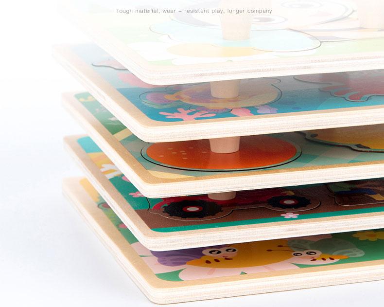 Baby Wooden Puzzles Montessori Toys 1 2 3 Years Toddler Toys Hand Grab Board Alphabet Number Cognition Learning Educational Toys