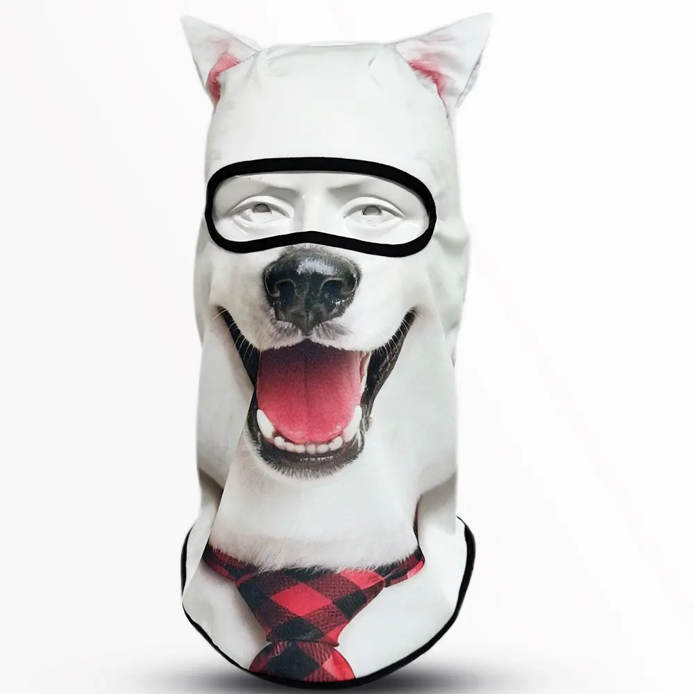 Funny Husky Print Balaclava Mask, Dual Hole Full Face Cover, Halloween Cosplay, Motorcycle Riding, Skiing Headgear, Prank Costume Accessory
