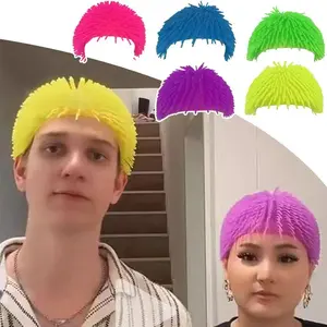 Spiky Ball Prank Hat, Unisex Punk Soft TPR Wig Funny Headwear Halloween Cosplay Costume Headgear for Children, Adults Men Women