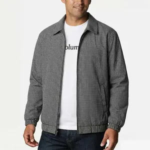 Men's Full Zip Harrington Jacket Turn Down Collar Classic Checkered Pattern Casual Windbreaker Plaid Bomber Outerwear Vintage Retro Streetwear Daily Commute Lightweight Coat Relaxed Fit Elastic Cuffs Slant Pockets Fall Spring Wardrobe Essentials