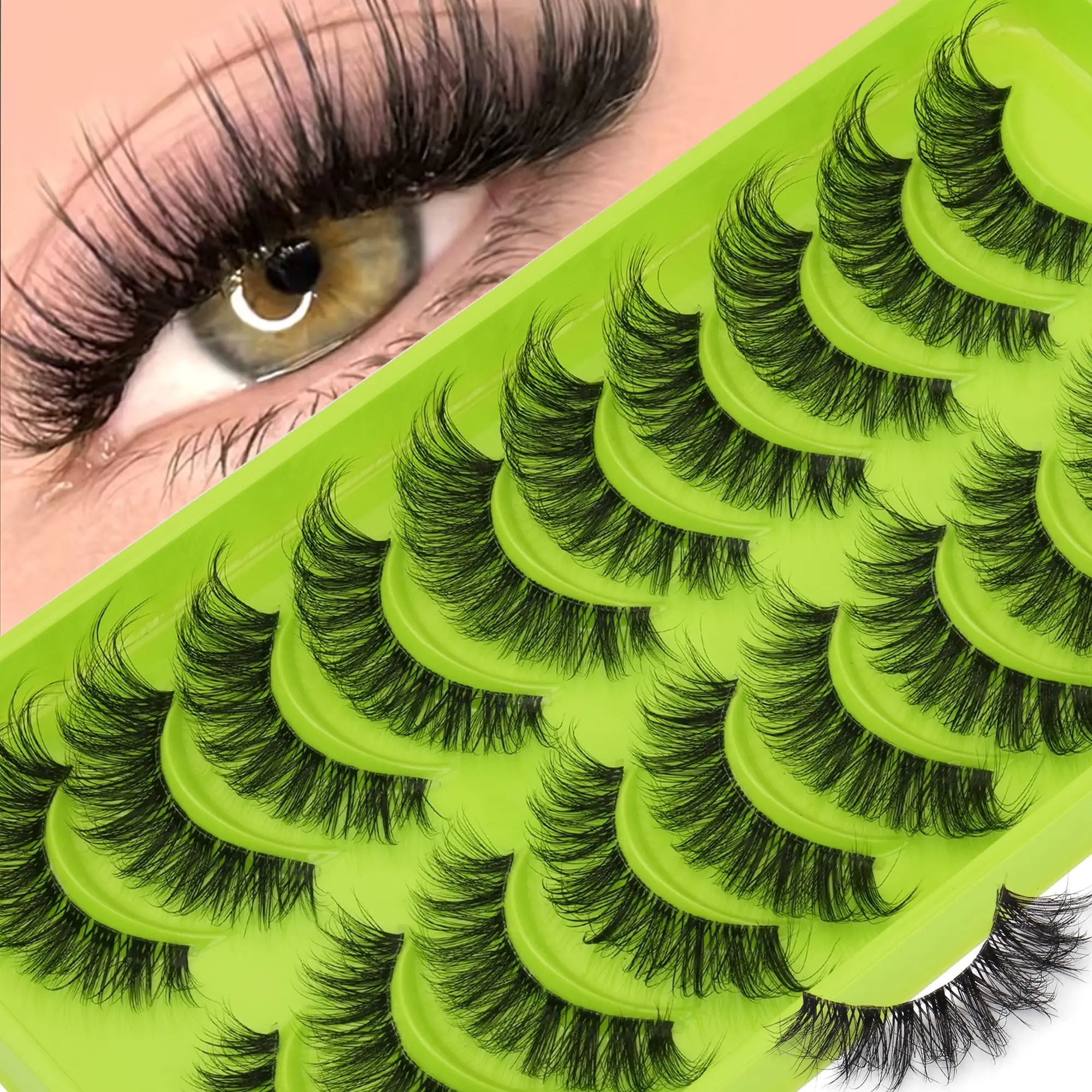 10 Pairs Transparent Strip Lashes, Soft 3D Mink False Eyelashes, Natural Look, Long-Lasting, Suitable for Beginners, Comfortable, Personal Use