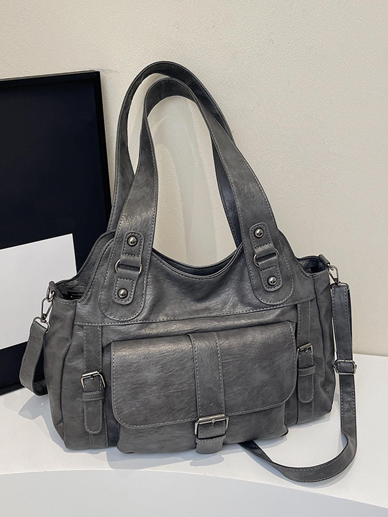 Retro casual shoulder messenger bag, solid color tote bag, casual simple shoulder bag, fashionable and versatile travel bag, elegant commuter bag, suitable for daily commuting, travel, office workers commuting and other scenarios.