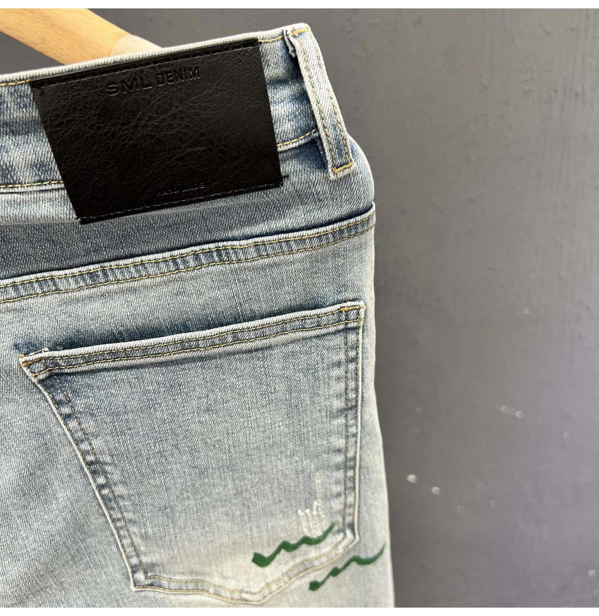 Slim Fit Men's Jeans Winter Faion Korean Sle Small Footed Pants Waed Elastic Long Trousers Haome Youth Casual Wear