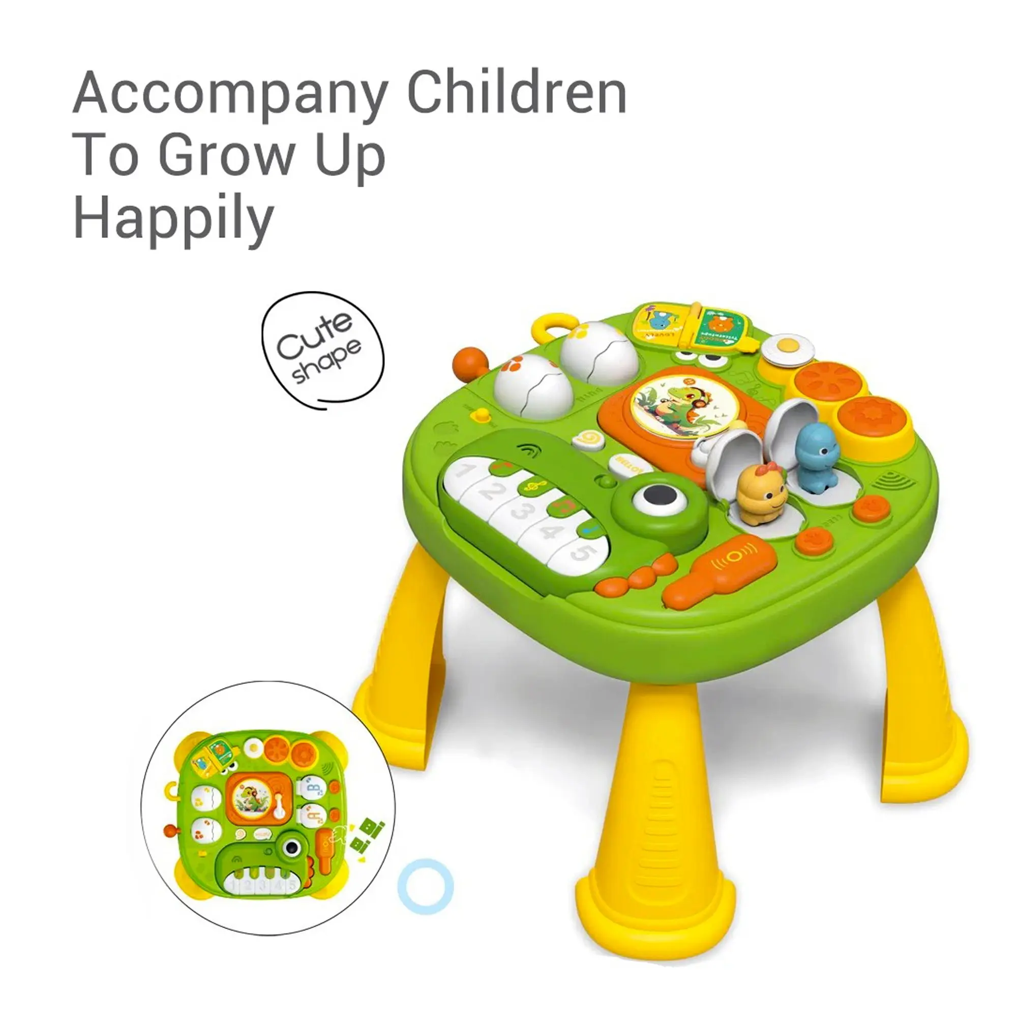 Dinosaur Piano Game Table, Multifunctional Educational Play Table, Interactive Lights and Sounds, Ages 3-9, Early Learning Toy