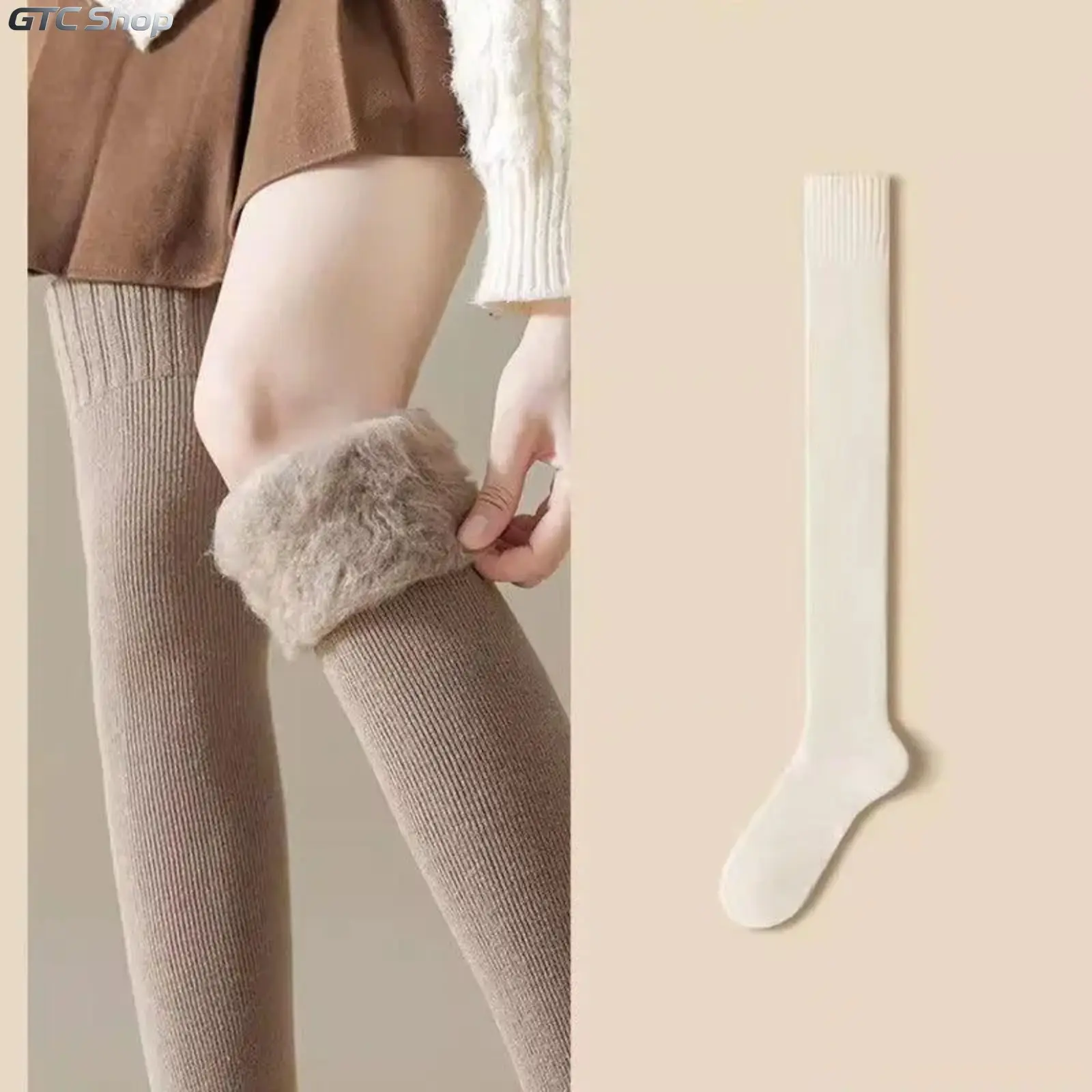 Women's Knee-High Socks, Thick Ribbed Fleece-Lined Thermal Stockings with Secure Fit, Ultra-Soft Cashmere-Like Feel for Home & Lounging, Fabric, Wrap, Fleece Liner, Ultra-Soft Interior