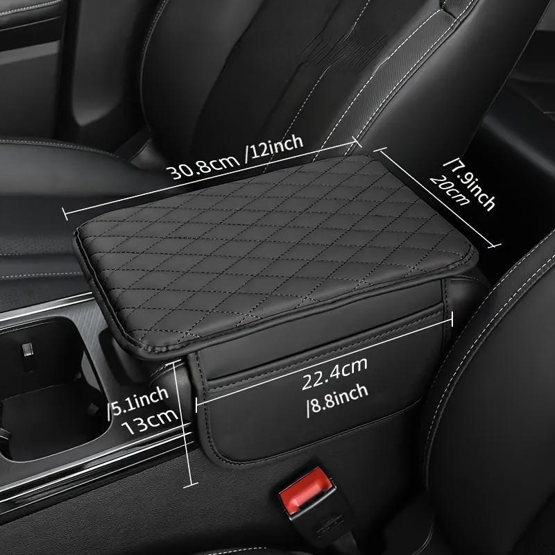 1pc Car Armrest Cushion Pad, Universal Fit, Center Console Extender with Storage, PU Leather Quilted, Enhanced Comfort, Vehicle Interior Accessory