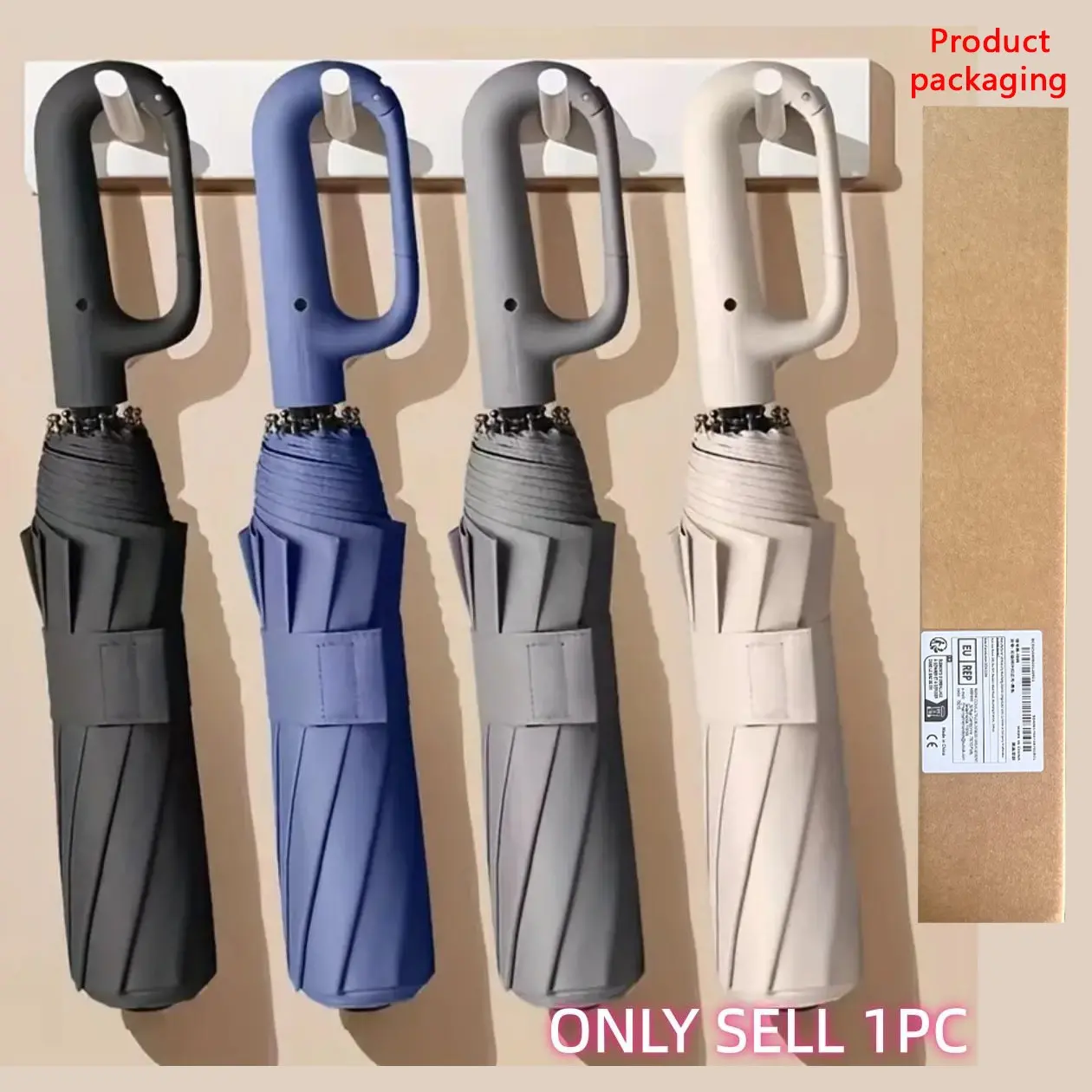 Automatic Folding Umbrella for Rain and Sun, Durable 10-Rib Design, Portable for Outdoor Use
