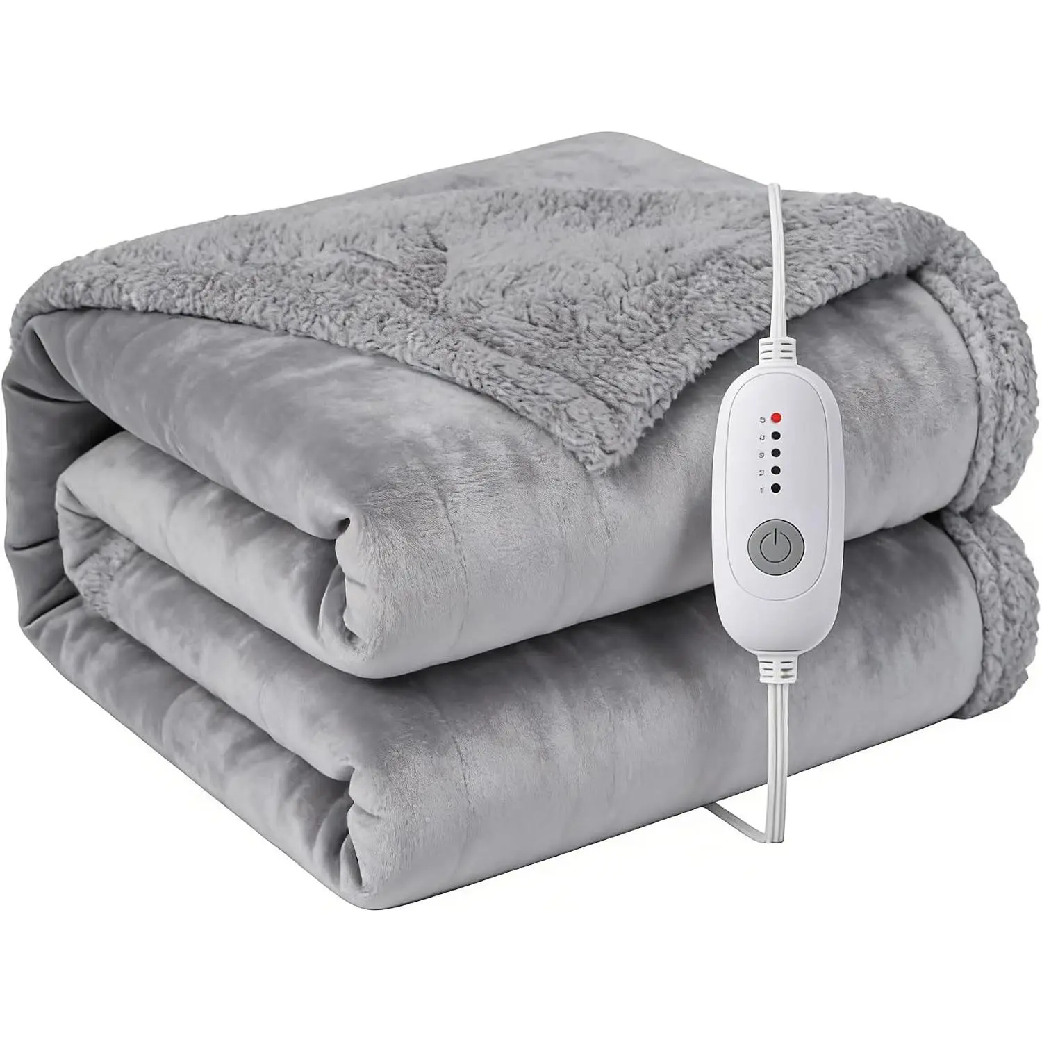 Electric Heated Blanket Full 72"x84" 5 Heat & 10H Auto-Off ETL Certified Microplush Flannel & Sherpa Same Color Both Sides Machine Washable Overheat Protection Gifts for Home Bedroom Sofa Gray